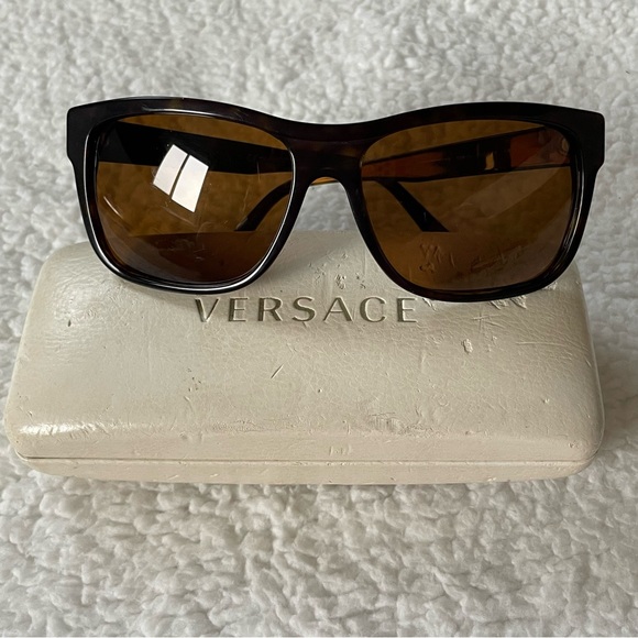 Versace VE 4179 Sunglasses Dark Havana Crystal Brown Color 108/51 Authentic - Picture 2 of 13